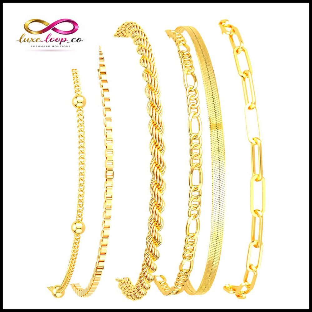 14k Gold Plated Stackable Bracelets Set With Exte… - image 1